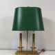 Pair of Two-Light Table Lamps in Brass with Green Shades. Work F