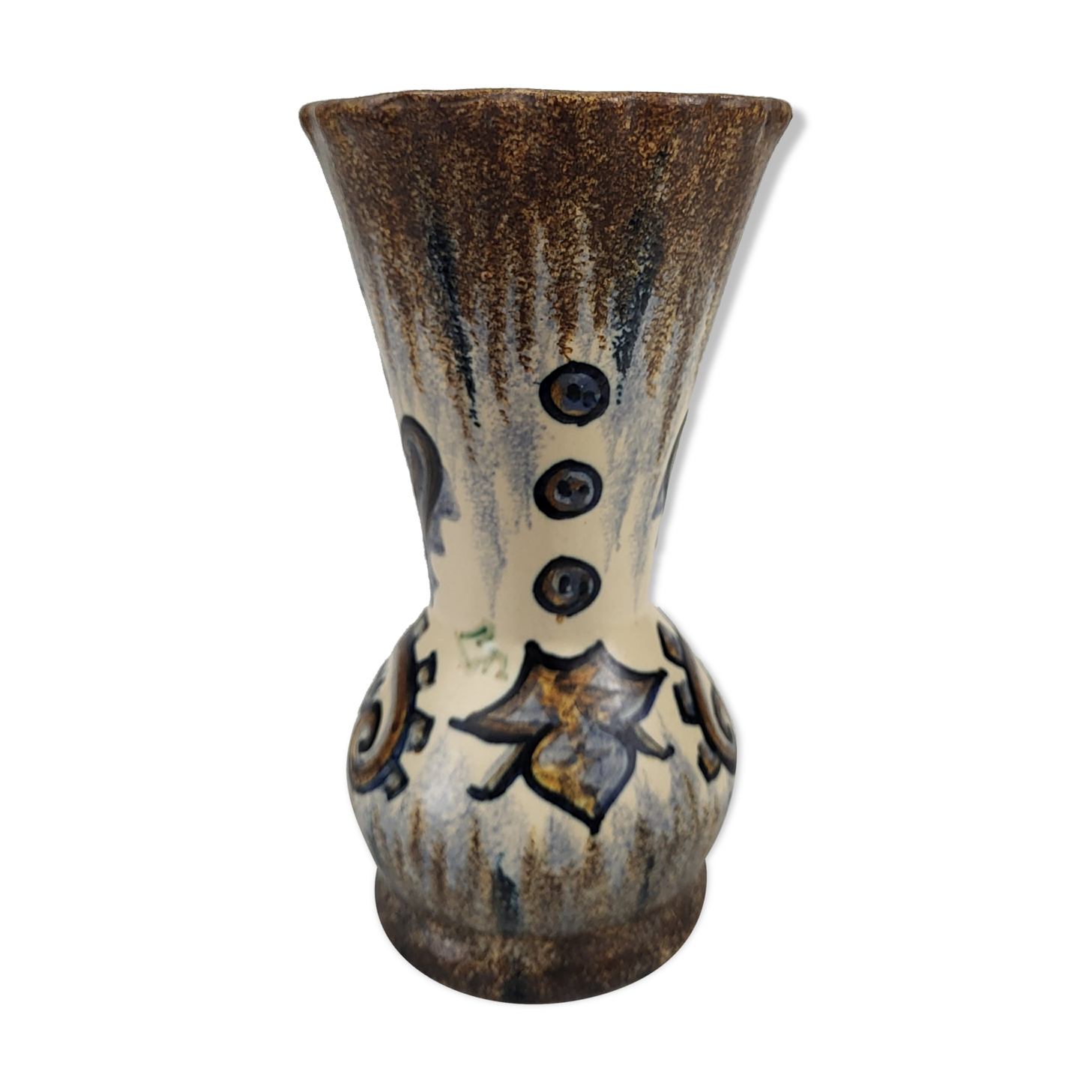 Quimper earthenware vase signed Paul Fouillen