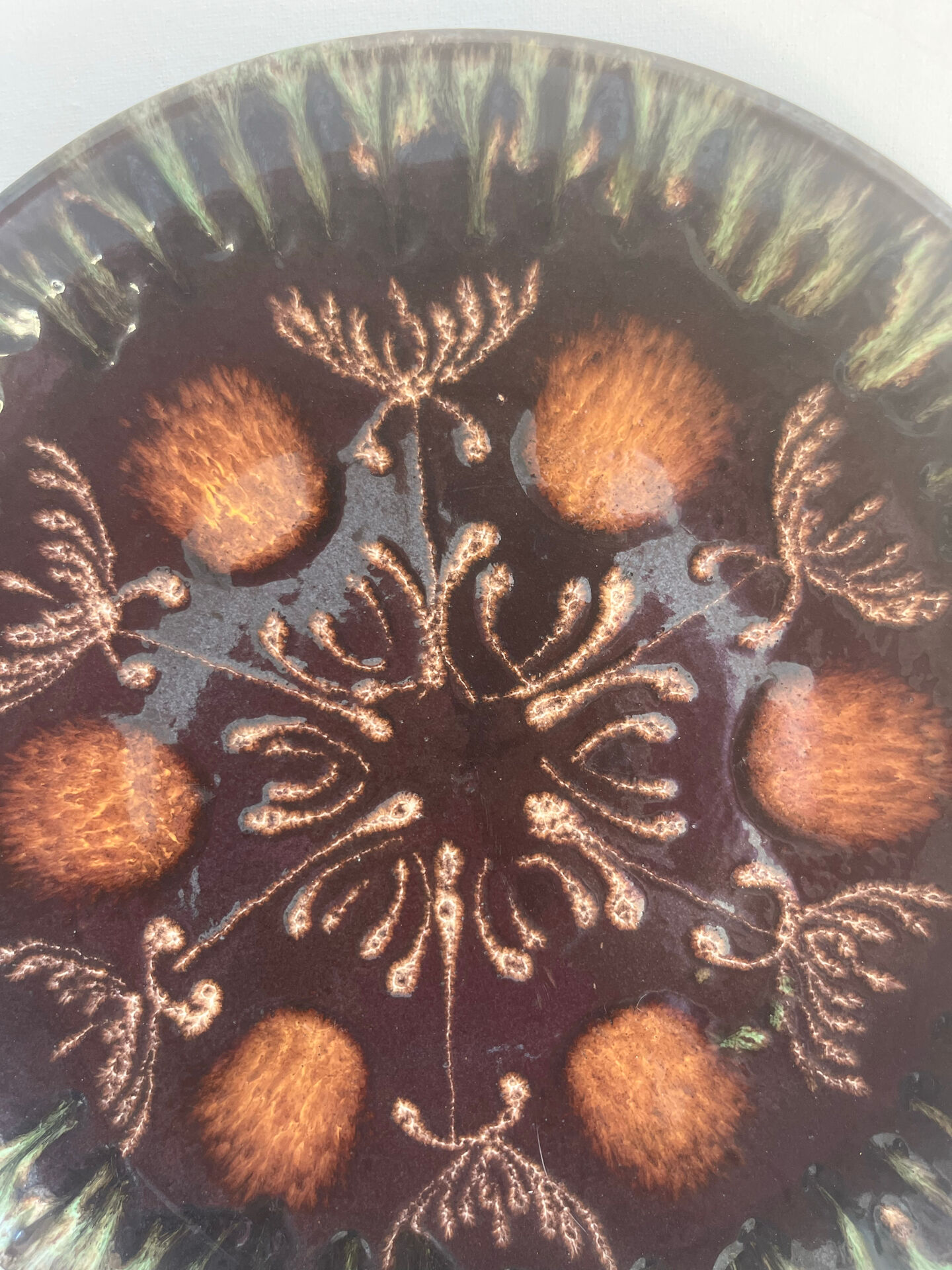 Vintage ceramic bowl for placing or hanging.