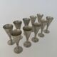 Set of 10 Vintage Minimalist Metal Shot Goblets
