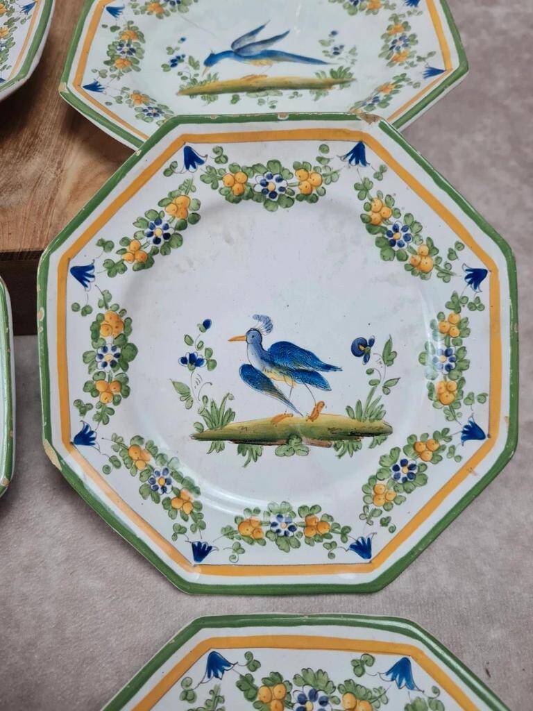 Set of 12 small antique plates by Alfred Renoleau, different designs.