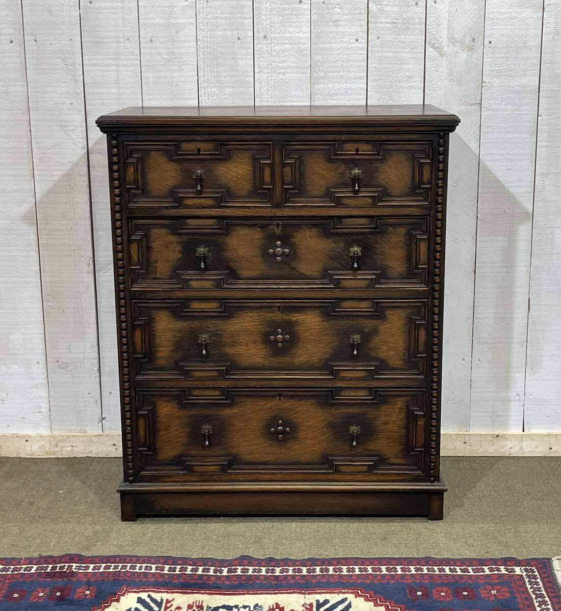 1950s English oak chest of drawers