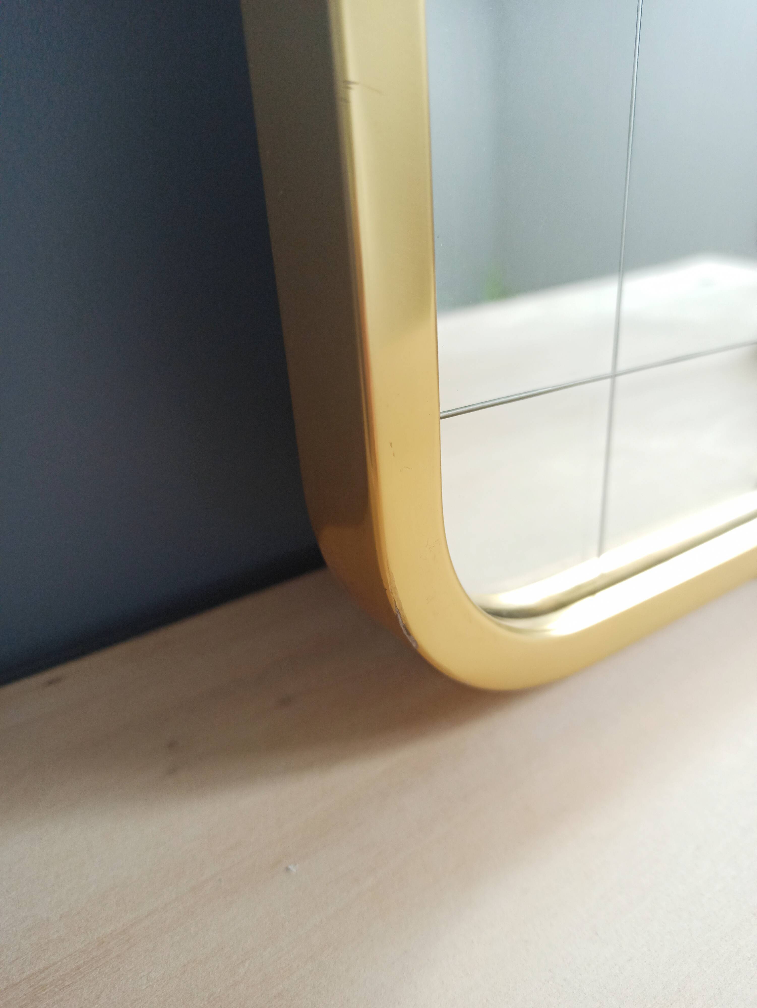 Asymmetrical vintage brass mirror45x81cm