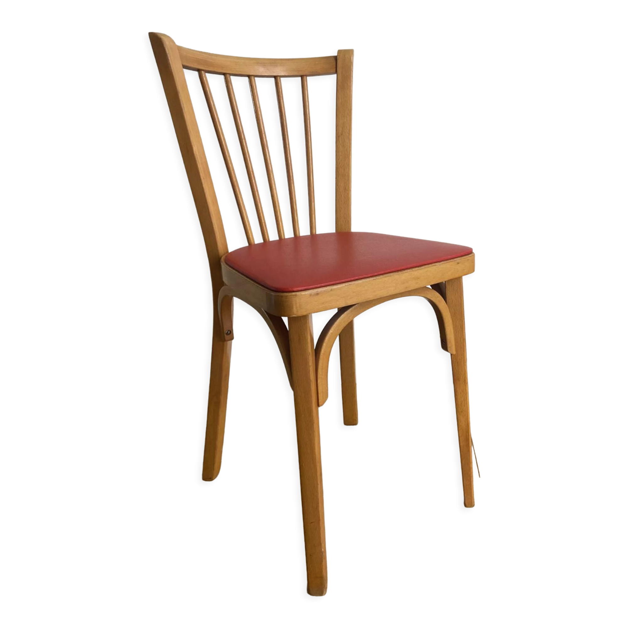 Chaise bistrot baumann bois et skaï rouge
