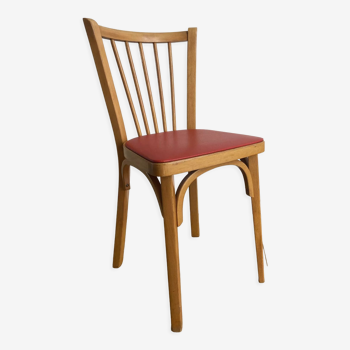 Chaise bistrot baumann bois et skaï rouge
