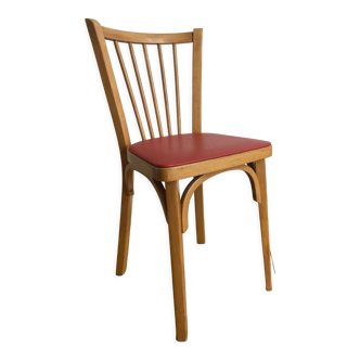 Chaise bistrot baumann bois et skaï rouge