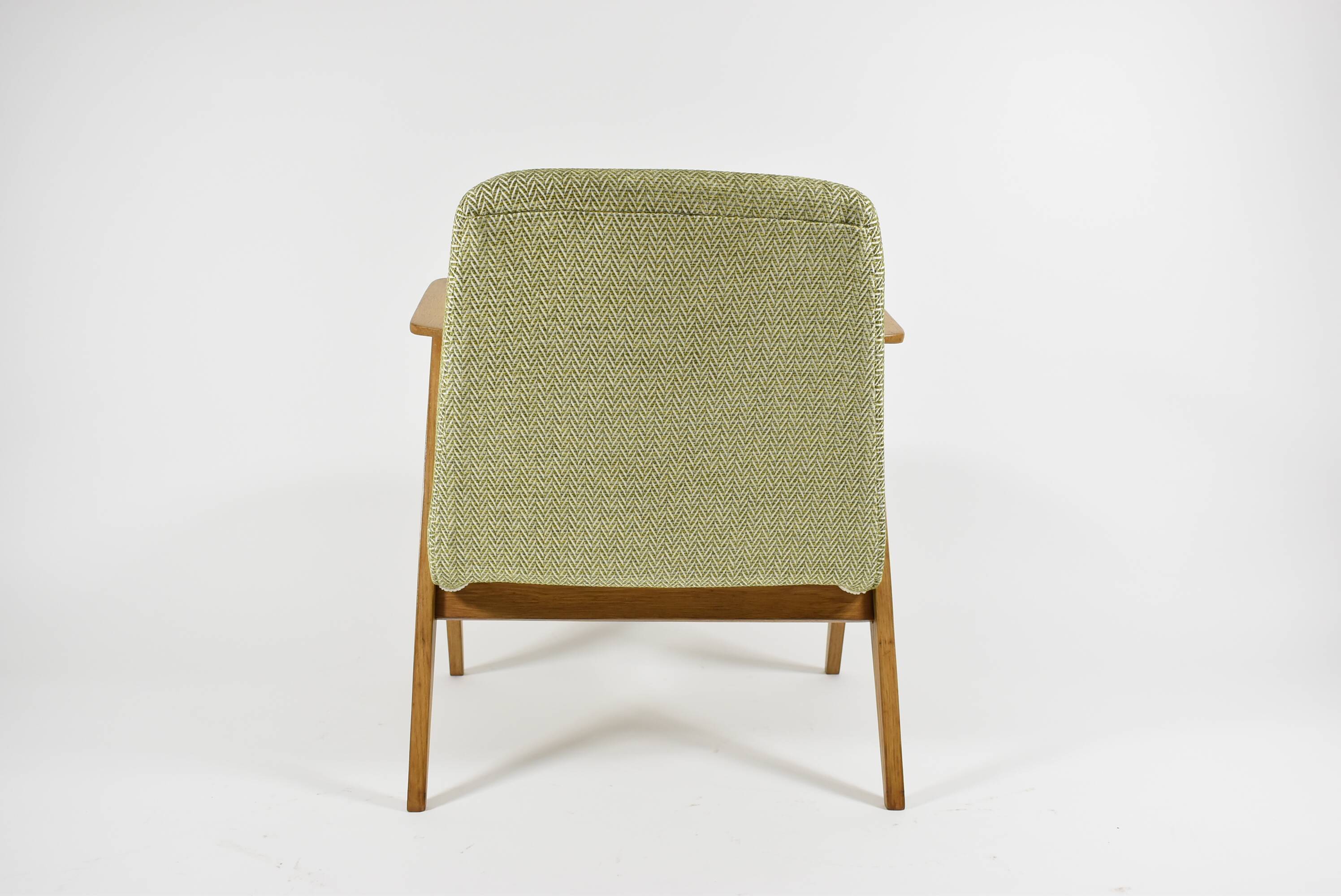 Vintage original armchair , 1960s, restored, upholstered, herringbone fabric