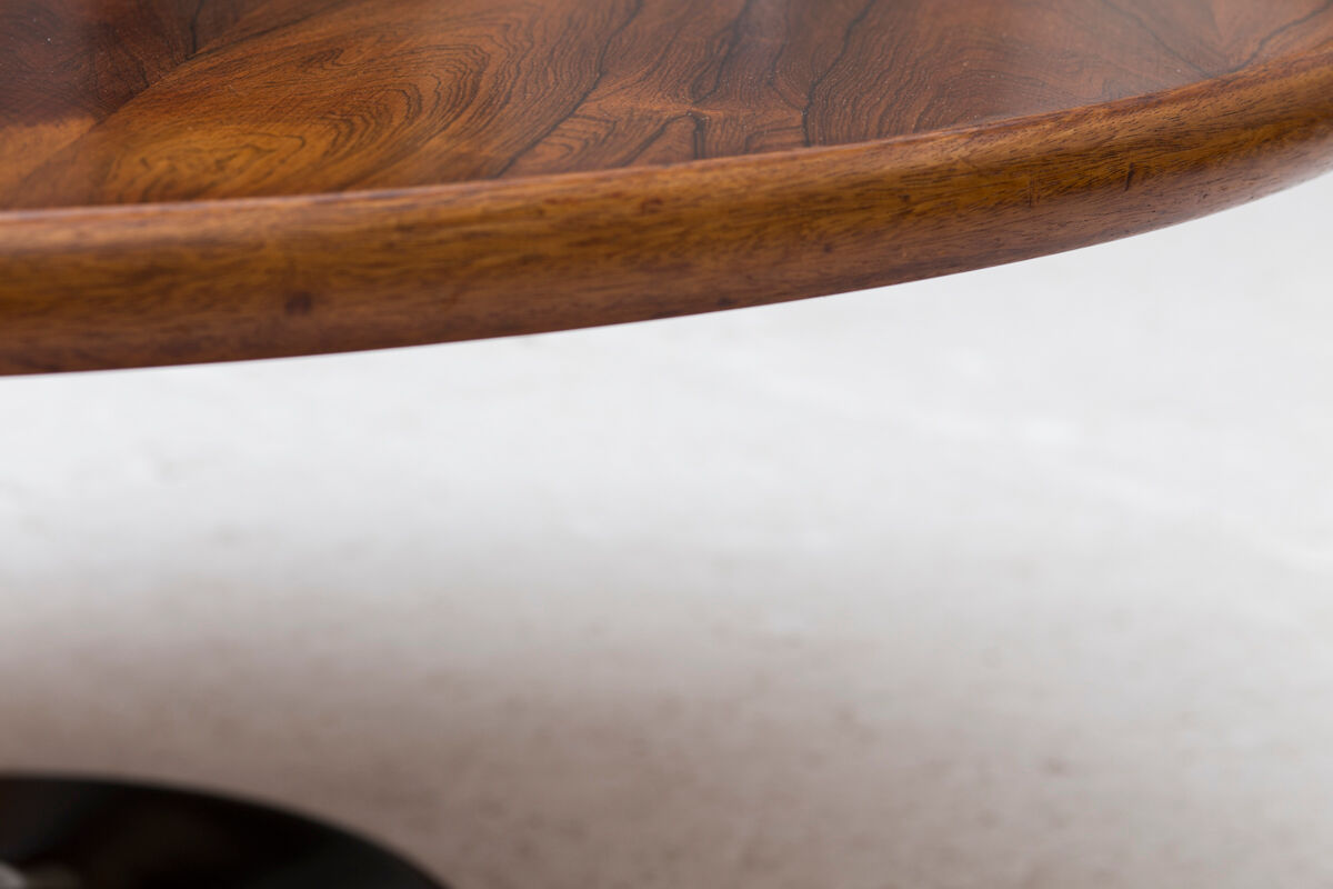 Table basse ronde en palissandre Danemark années 1960