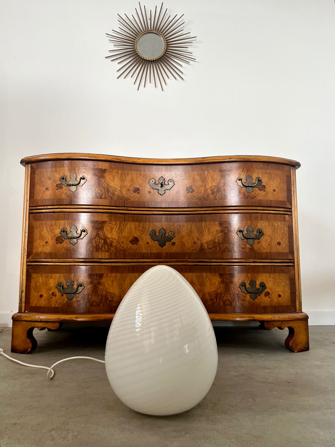 Old Ridged Glass Egg Lamp Design Vetri Murano vintage egg