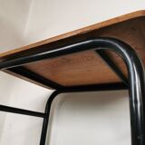 Side table 1950 metal and oak