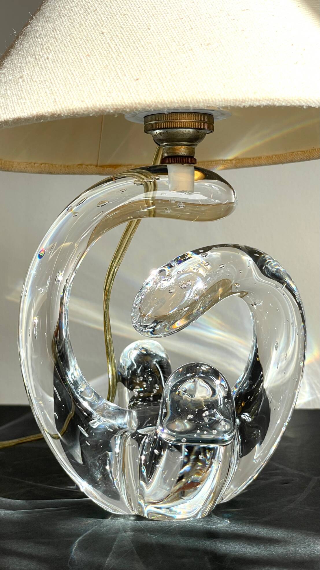 Lampe cristal art déco gravée Paris France