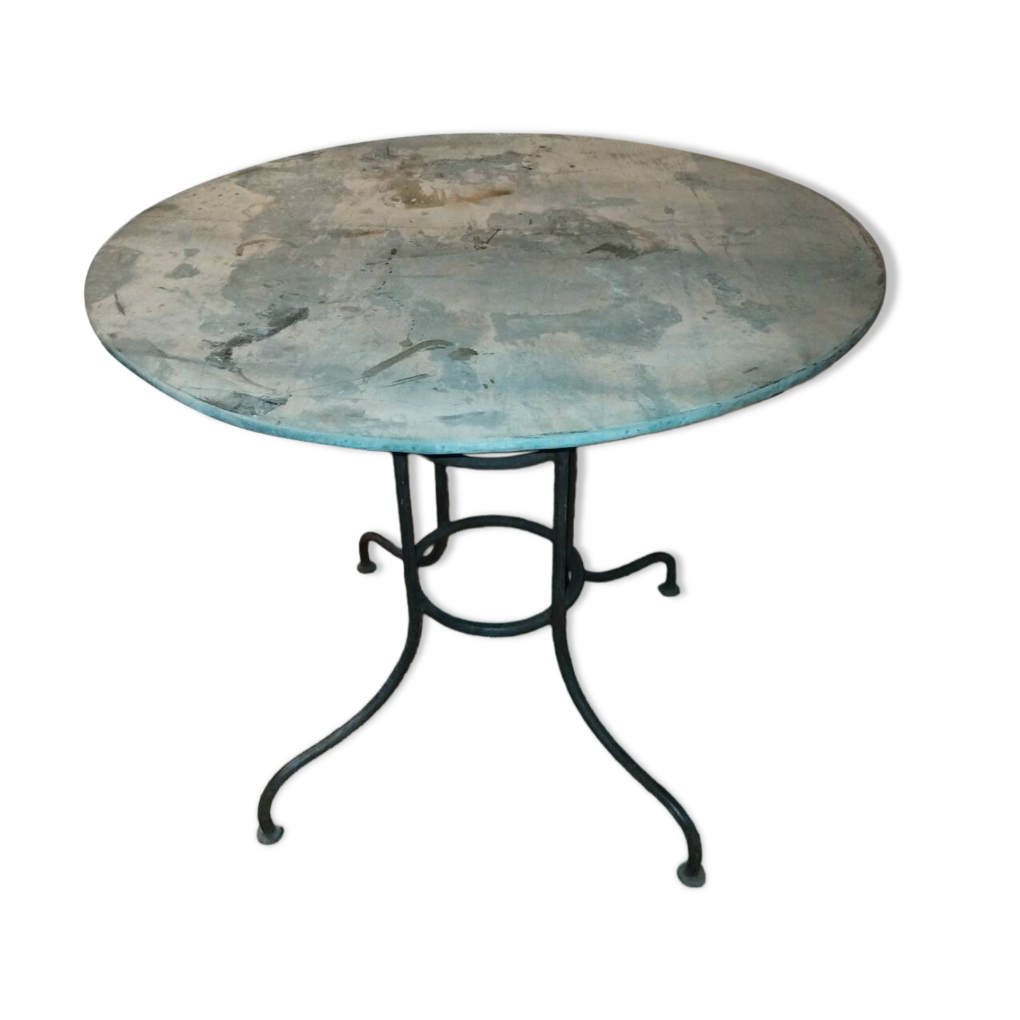 Wrought iron and zinc garden table