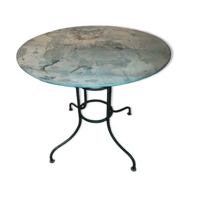 Table de jardin fer forgé et zinc