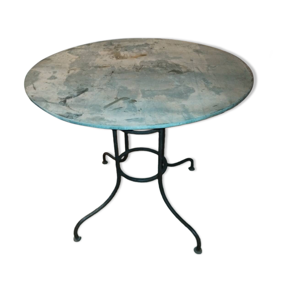 Table de jardin fer forgé et zinc