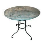 Wrought iron and zinc garden table