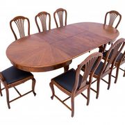 Large extendable table with eight chairs, late 19th century, France. After renovation.