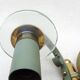 Pair of art deco lacquered metal, brass and glass wall lights