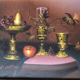 Oil on canvas: Still life with fruit