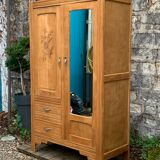 Parisian art deco hotel wardrobe in solid raw oak 1930