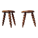 Pair of modernist antique farm stools - bedside tables