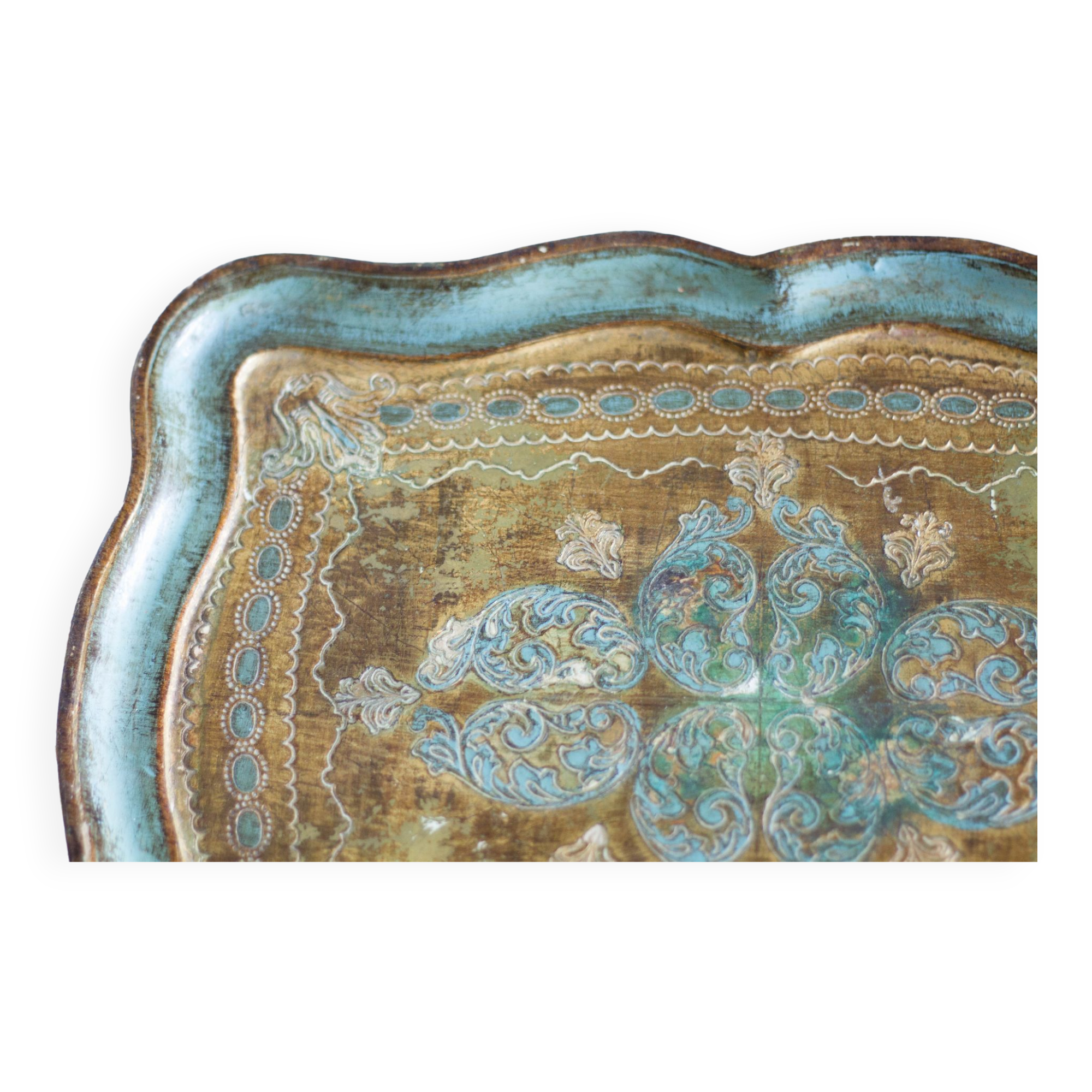 Wooden tray, tea set