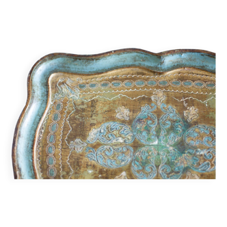 Wooden tray, tea set