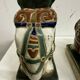 Pair of ceramic elephant plant stands polychrome sculpture - India