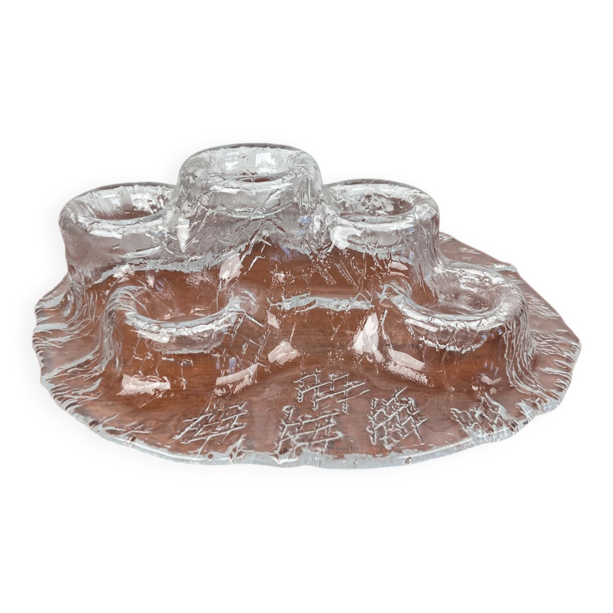 Bougeoir en verre d'art vintage par Pertti Kallionen pour Muurla, années 1970