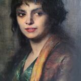 Oil on canvas painting with its beautiful original frame by Fernande Hortense Cécile de MERTENS