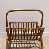 Vintage wicker rattan magazine rack