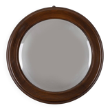 ROUND VINTAGE WOODEN WALL MIRROR FROM THE 1960S, ITALIAN DESIGN  CONDITION: