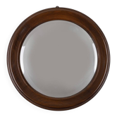 ROUND VINTAGE WOODEN WALL MIRROR FROM THE 1960S, ITALIAN DESIGN  CONDITION: