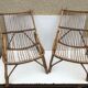 Pair old armchair in rattan curve base years 60 vintage x 2