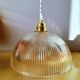 Paire de suspensions en verre holophane 1950