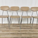Set of four chairs in iron and skai 1970