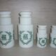 Set of 4 glass jars opal from italy white and green