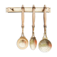Brass holder with 3 brass & wood utensils