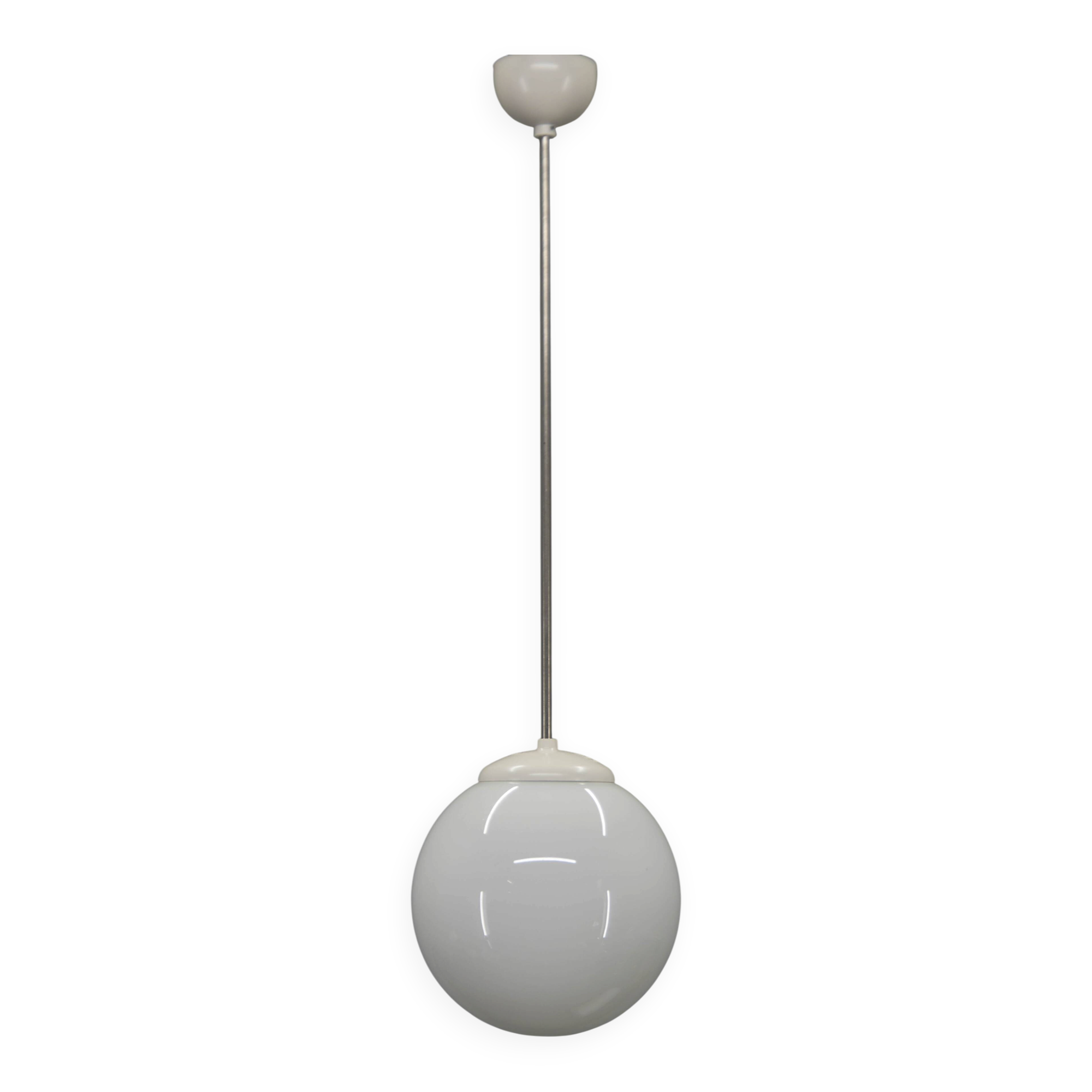 1940s Opaline Glass Globe Pendant Light | Vintage Ceiling Lamp | Rewired