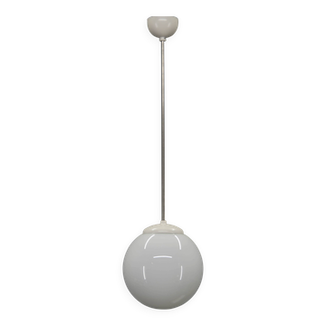 1940s Opaline Glass Globe Pendant Light | Vintage Ceiling Lamp | Rewired
