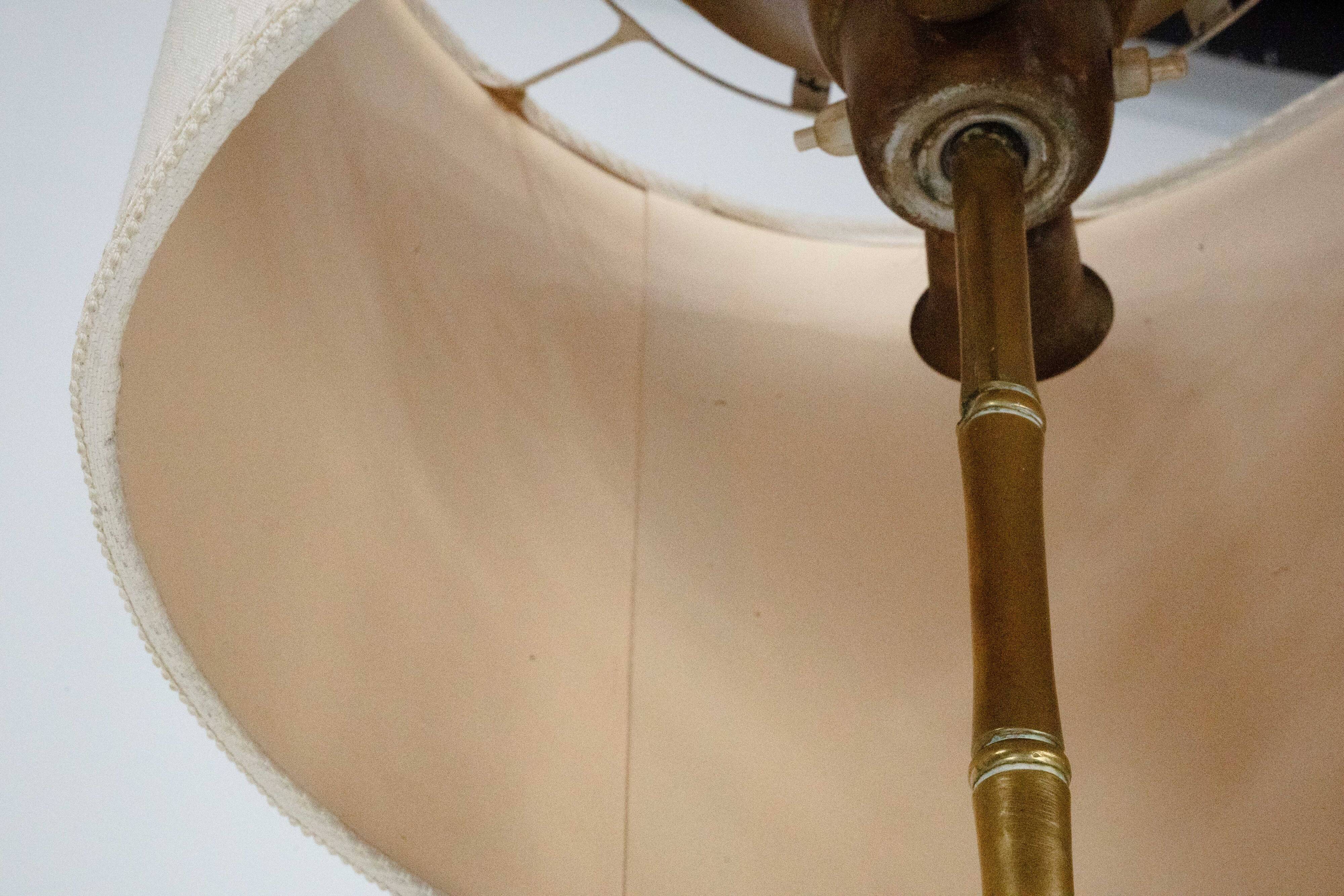 Mid-Century Italian Solid Brass Faux Bamboo Floor Lamp, 1960s