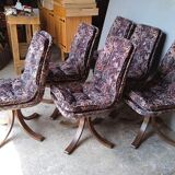 Series of 6 Scandinavian ergonomic and rotating chairs circa 1975