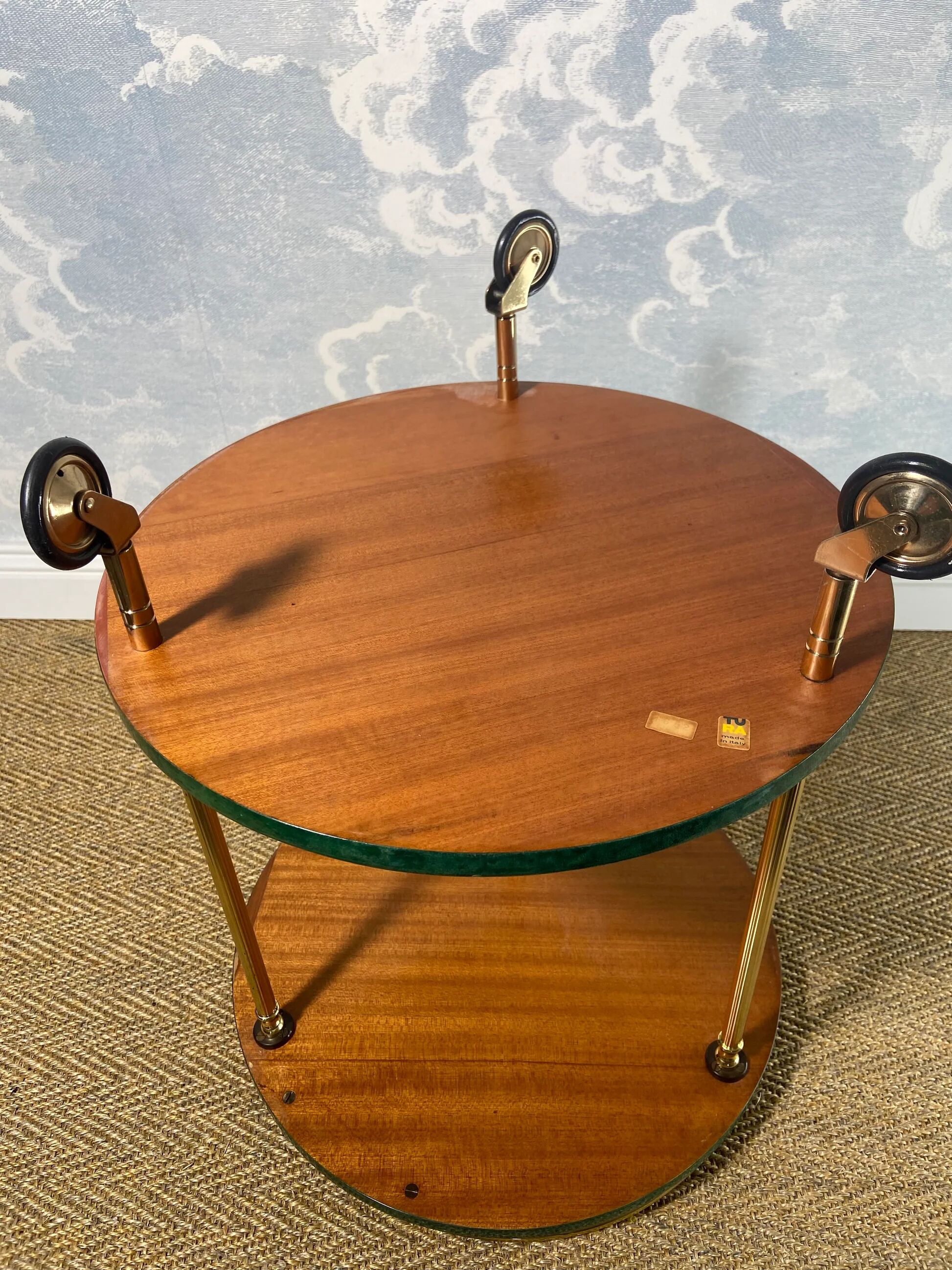 Small emerald green side table ALDO TURA, Italy 1960s
