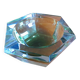 Crystal or glass ashtray with superb blue-green reflections