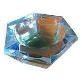 Cendrier en cristal ou verre avec de superbes reflets bleu vert