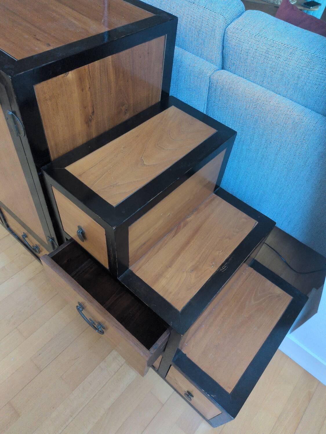 Japanese stair furniture "Kaidan Tansu" – 3 modules – Double-sided