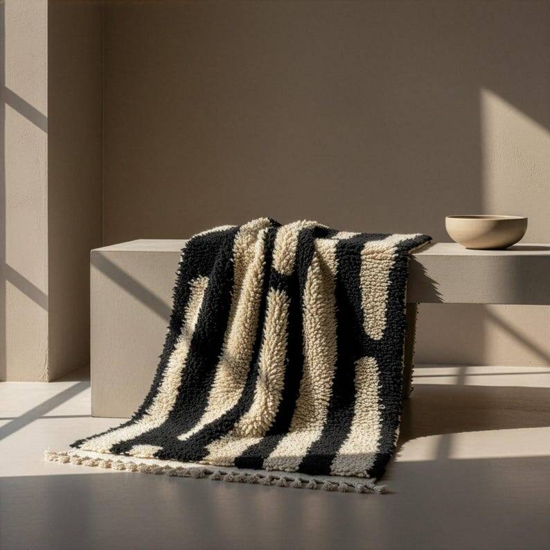 Handmade natural wool rug 250cm x 150cm