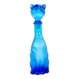 Glass cat decanter from empoli, italy