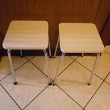 2 Scandinavian Style Stools in Formica and Chrome Steel, 1950s-60s