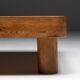 Brutalist pine low coffee table, France, 1960s