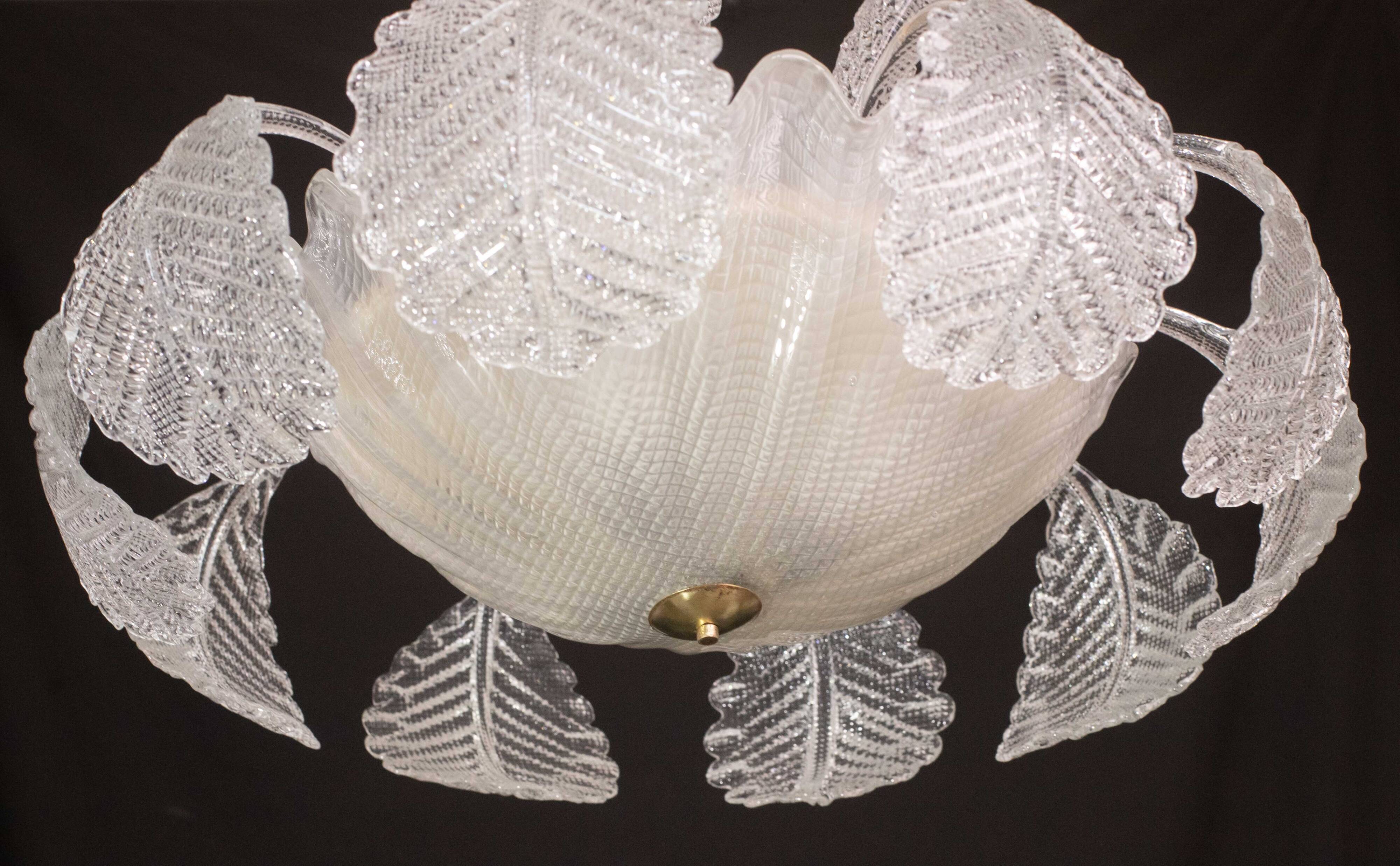 Art Decò, Barovier & Toso Chandelier, Murano Glass, 1950s